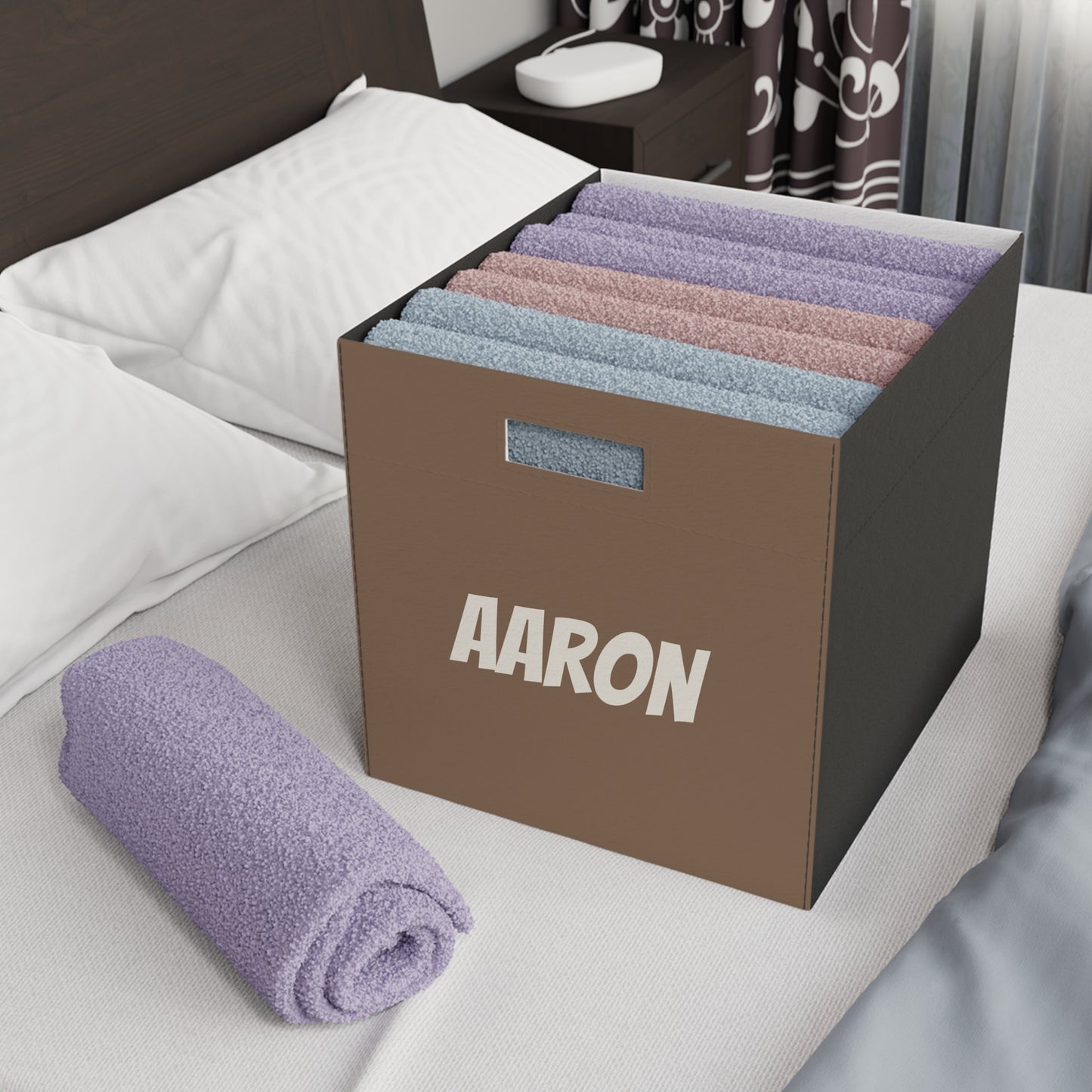 Personalized Felt Storage Box – Custom Name 'Aaron' Organizer