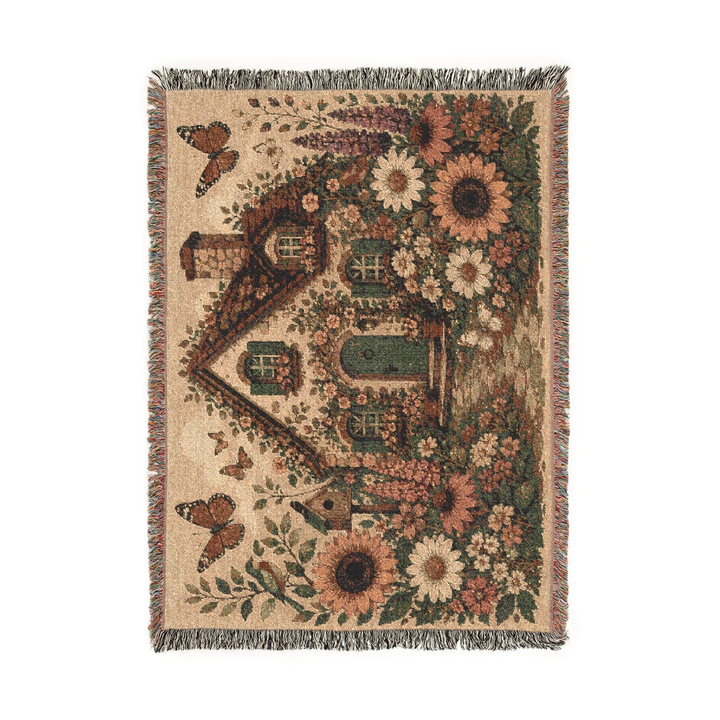 Cottage Garden Woven Blanket — Cozy Floral House Throw