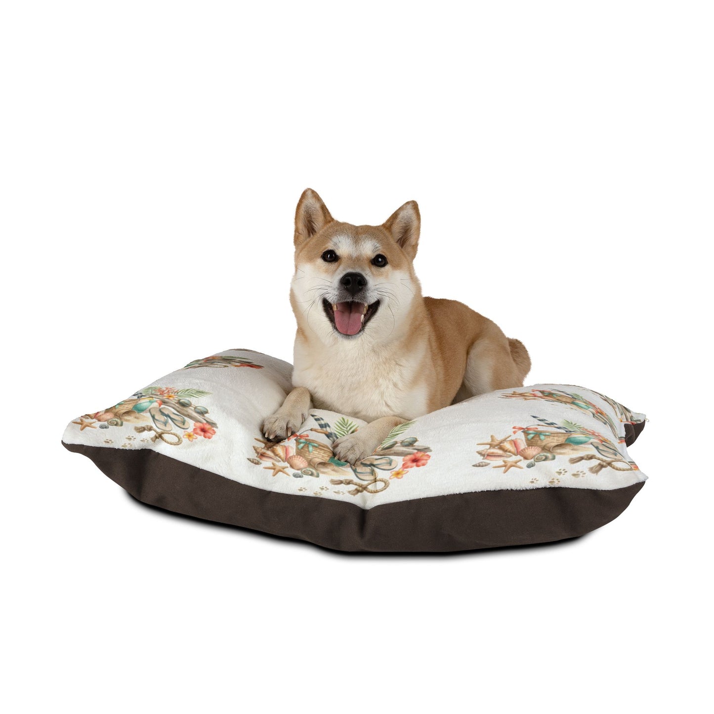 Coastal Seashell Pet Bed – Beachy Aromatic Shell Pattern Cushion for Dogs