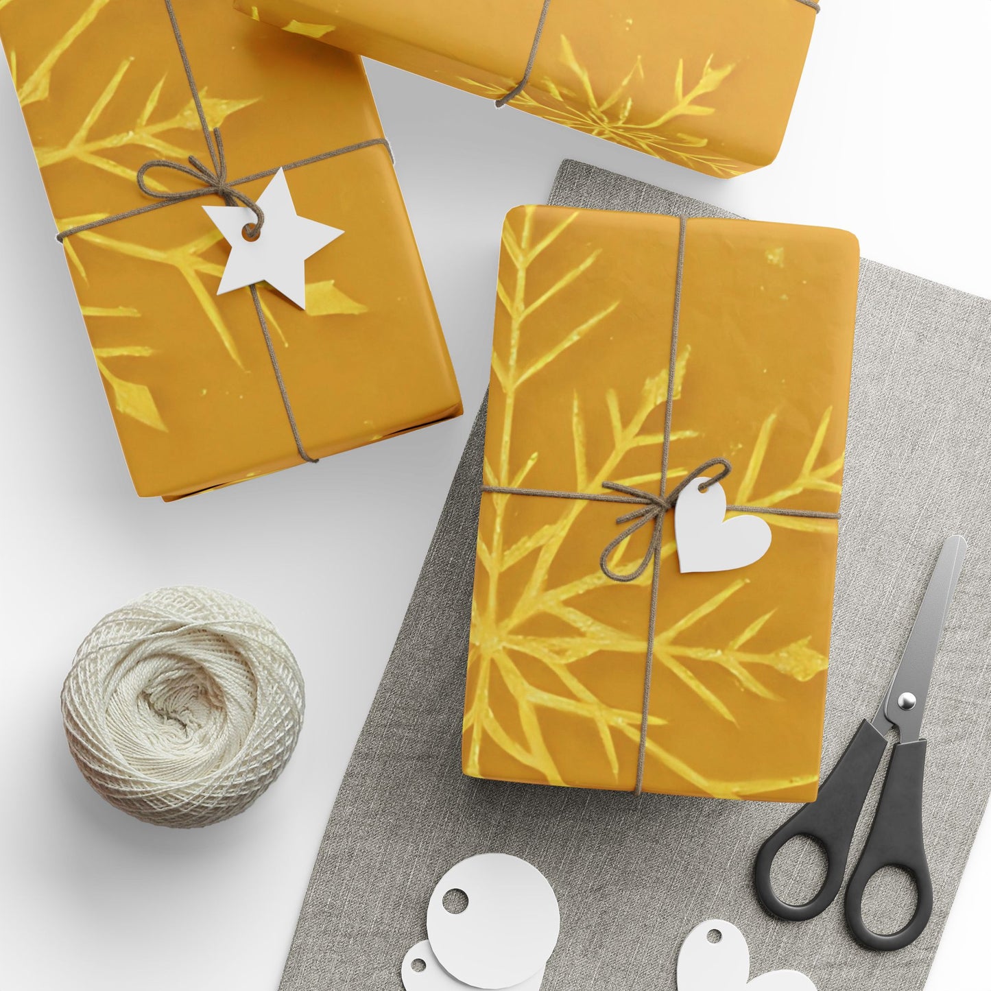 Golden Snowflake Wrapping Paper – Luxurious Holiday Gift Wrap