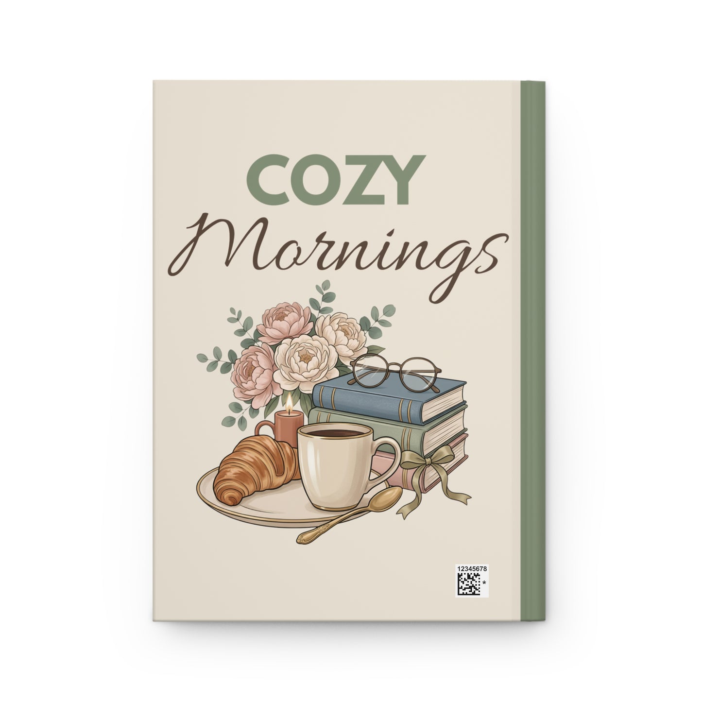 Cozy Mornings Hardcover Journal — Floral Coffee & Books Notebook