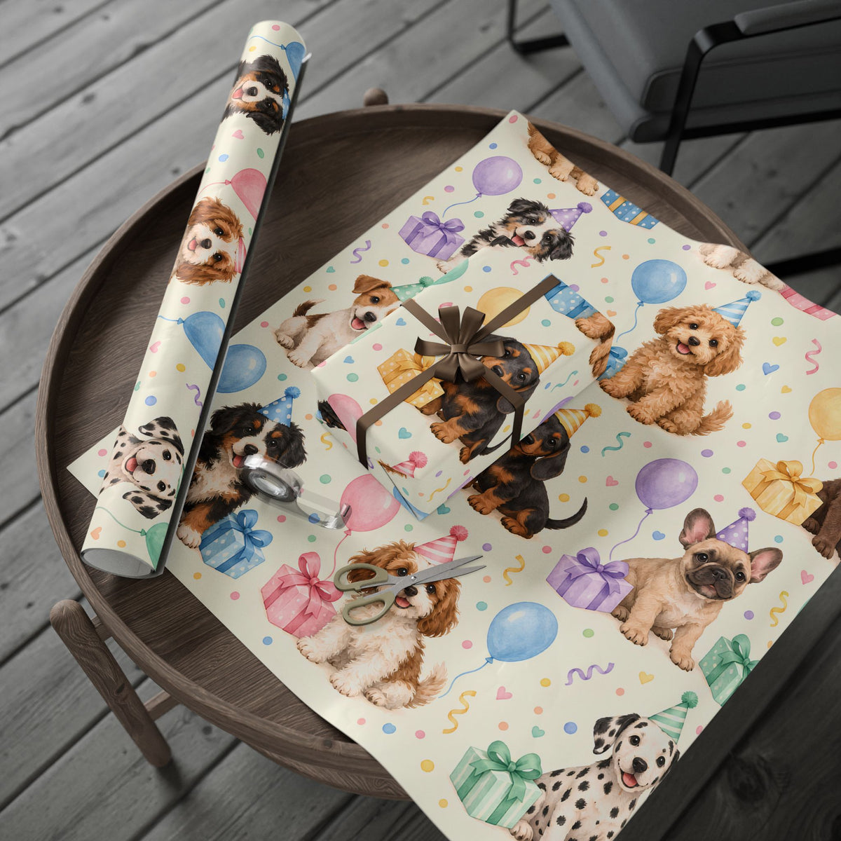 Dog Birthday Wrapping Paper — Cute Puppy Party Gift Wrap