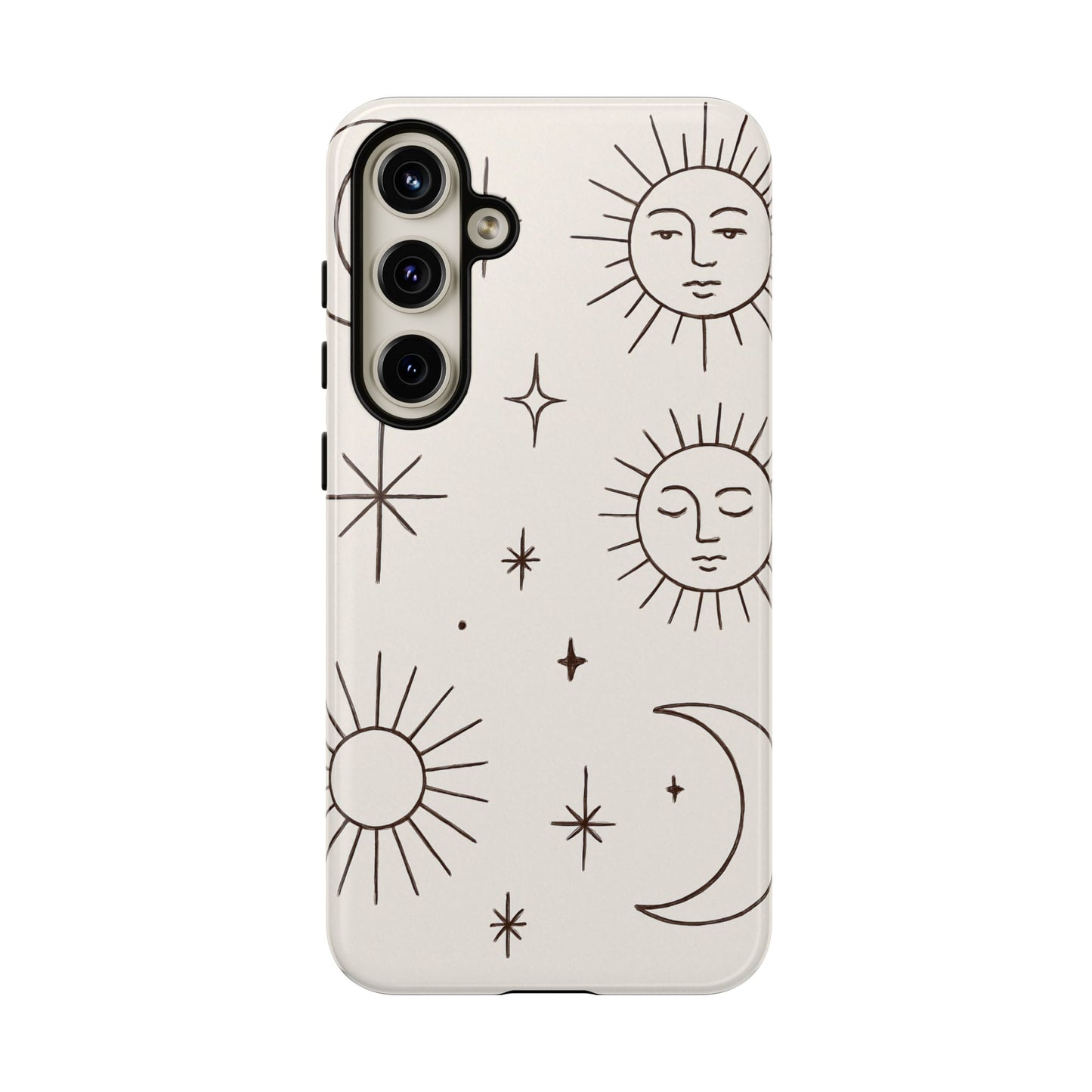 Celestial Moon & Sun Line Art iPhone Case – Minimalist Boho Cosmic Design