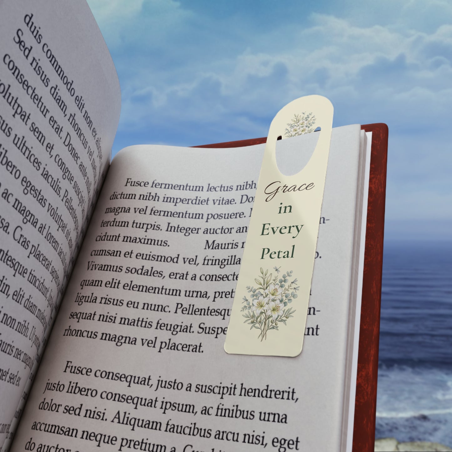Grace in Every Petal Floral Bookmark — Elegant Metal Corner Bookmark for Readers & Gifts