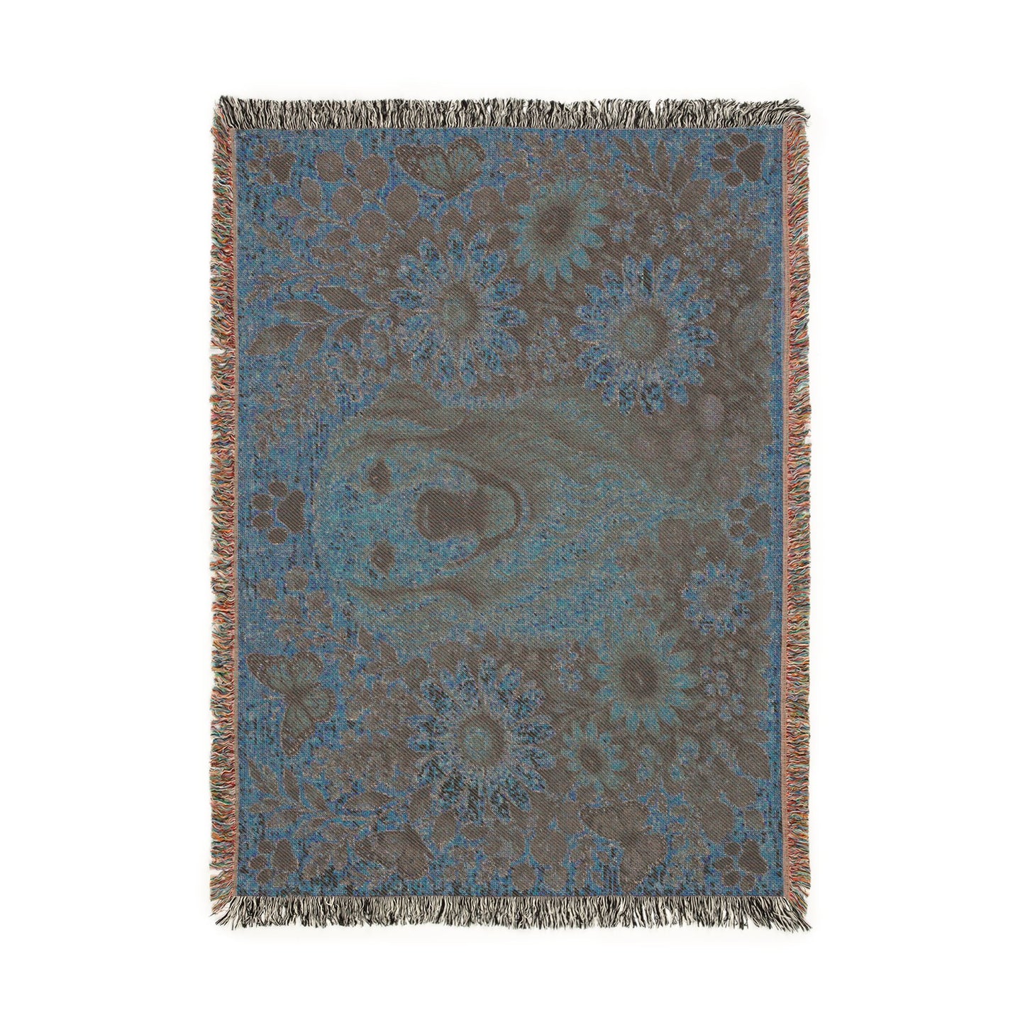 Golden Retriever Floral Woven Blanket — Cozy Throw with Daisies & Butterflies