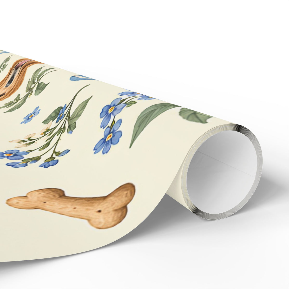 Dog Floral Wrapping Paper — Golden Retriever Gift Wrap (Floral Pattern)