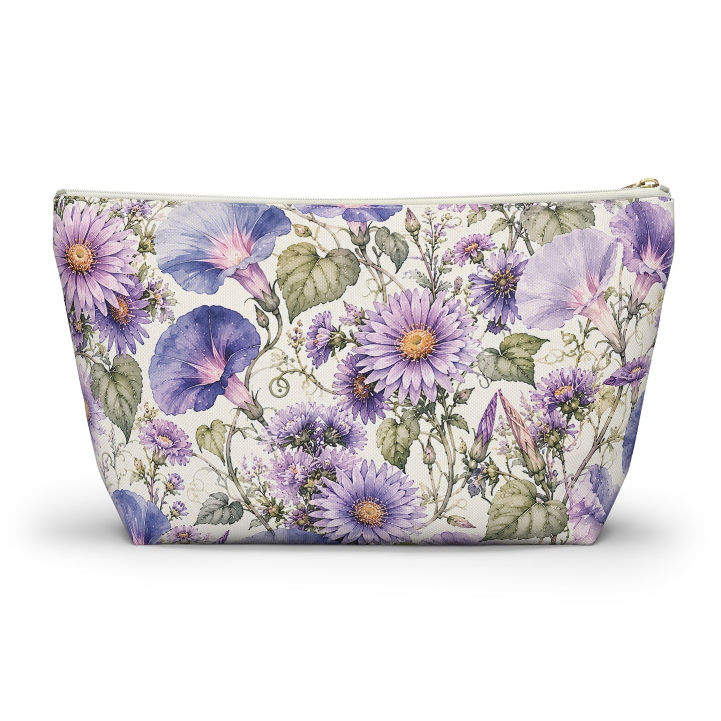 Floral Lavender Cosmetic Pouch — Purple Wildflower Accessory Bag