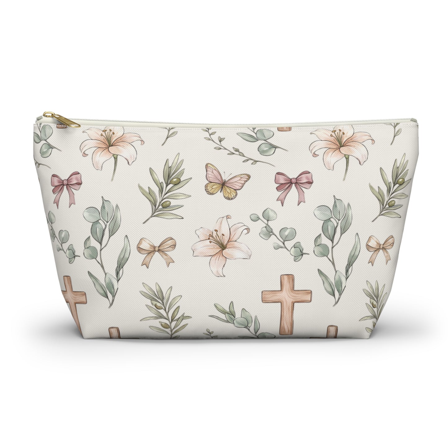 Floral Cross Accessory Pouch — Lily & Bow Makeup Bag