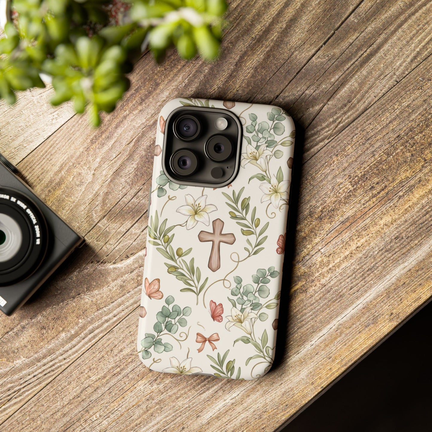 Floral Cross Tough Phone Case – Faith-Inspired Protective iPhone Cover