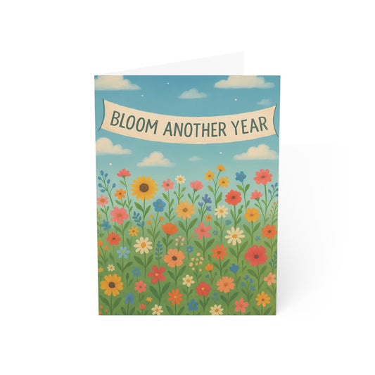 Bloom Another Year Birthday Card – Colorful Floral Greeting with Envelope