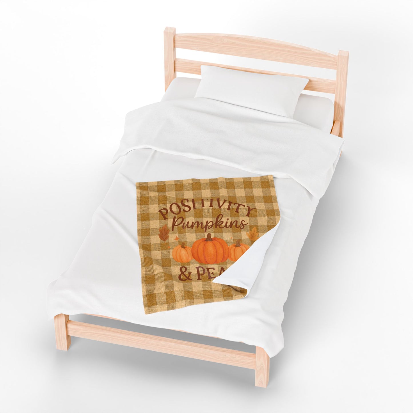 Positivity Pumpkins & Peace Velveteen Plush Throw Blanket – Autumn Cozy Farmhouse Decor