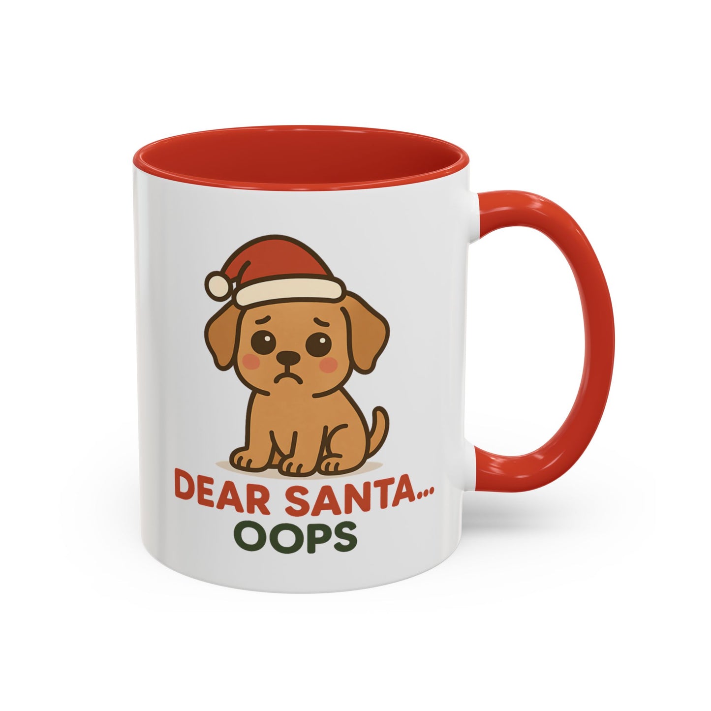 Cute Puppy “Dear Santa… Oops” Christmas Mug – Festive Holiday Dog Design, 11oz & 15oz Ceramic Coffee Cup