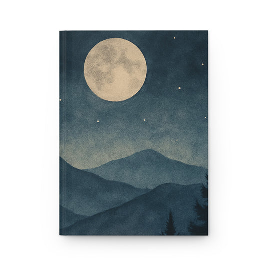Moonlit Mountains Hardcover Journal – Starry Night Sky Matte Notebook with 150 Lined Pages
