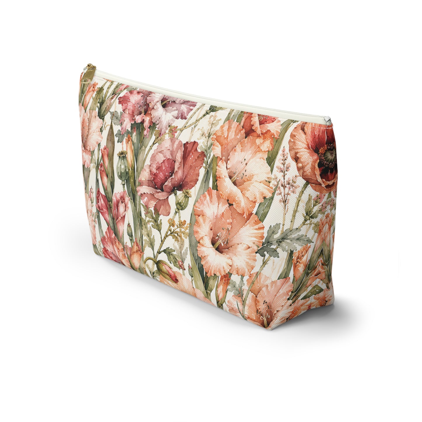 Floral Gladiolus Accessory Pouch — Botanical Makeup Bag