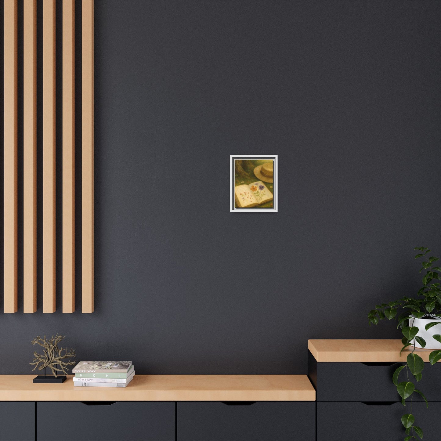 Pressed Flowers in the Shade – Framed Matte Canvas Nature Scene