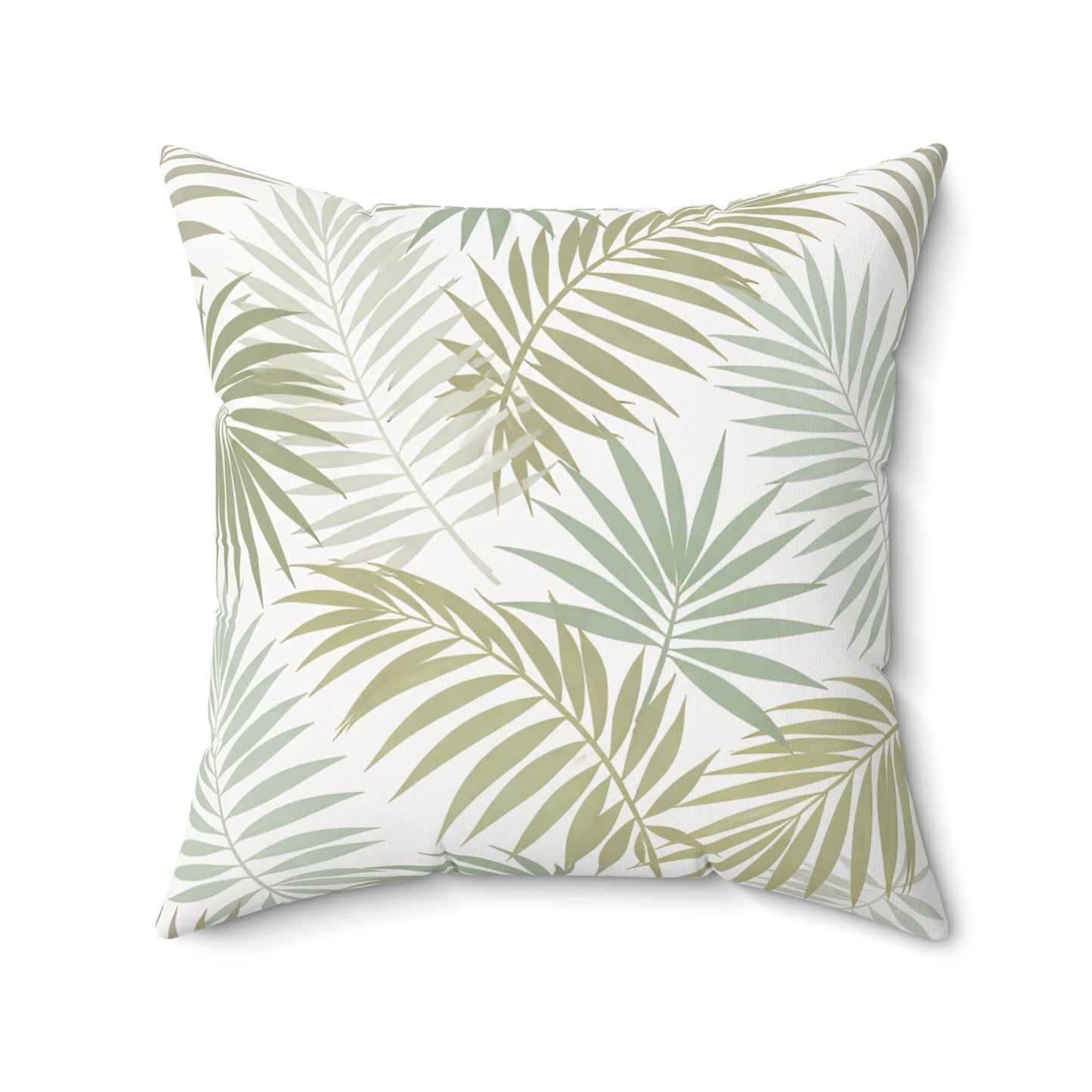 Tropical Palm Leaf Pillow — Green Botanical Decorative Throw Pillow