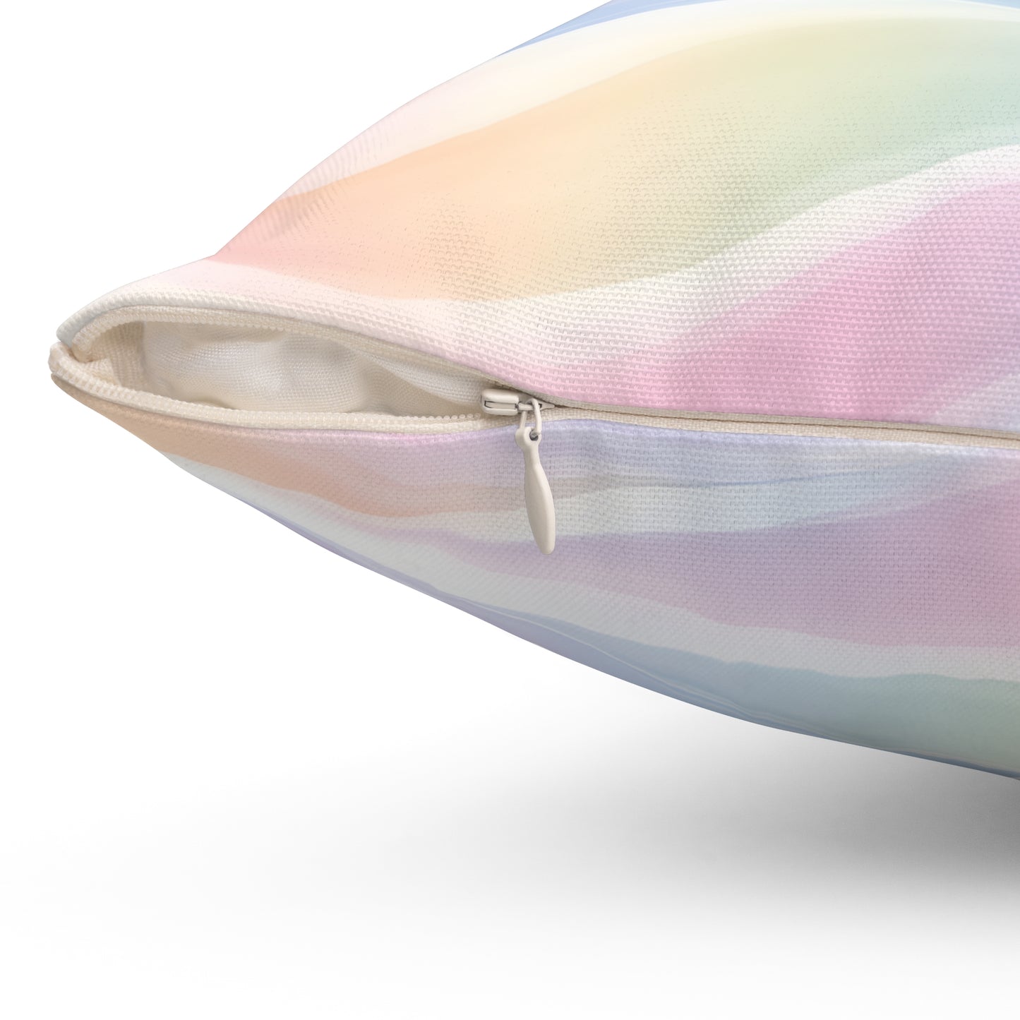 Pastel Wave Decorative Pillow – Soft Rainbow Abstract Square Throw Pillow