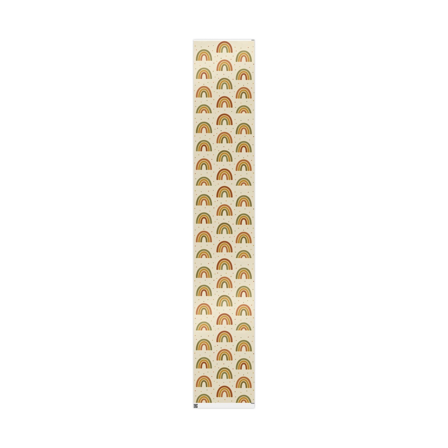 Boho Rainbow Wrapping Paper – Earth Tone Arches & Dots on Neutral Background