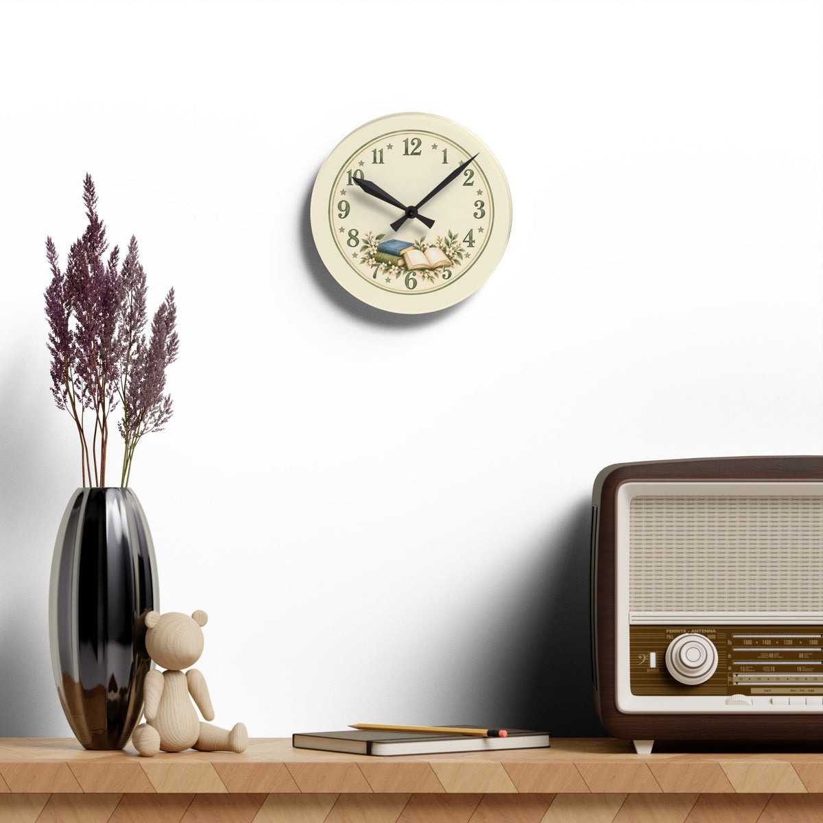 Vintage Book Lover Acrylic Wall Clock