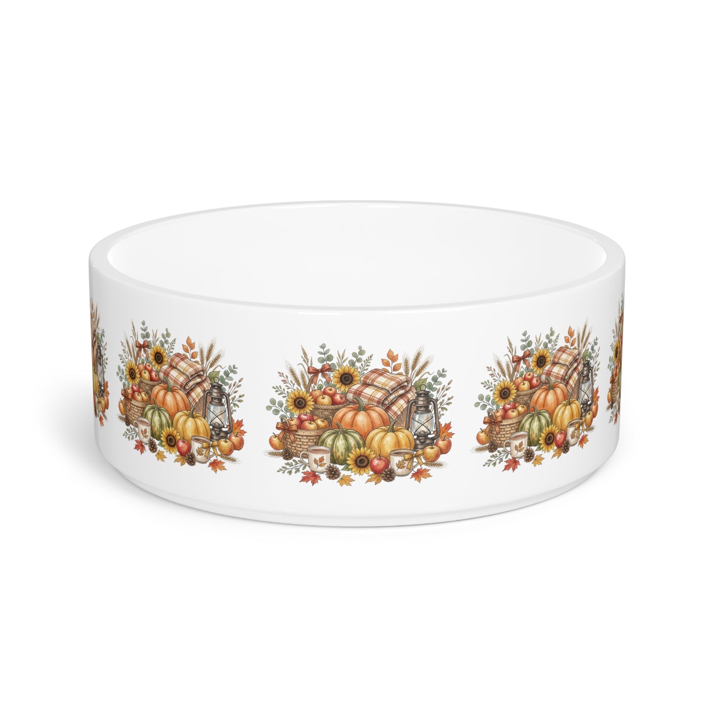 Autumn Harvest Pet Bowl — Thanksgiving Pumpkin & Sunflower Dog  Bowl