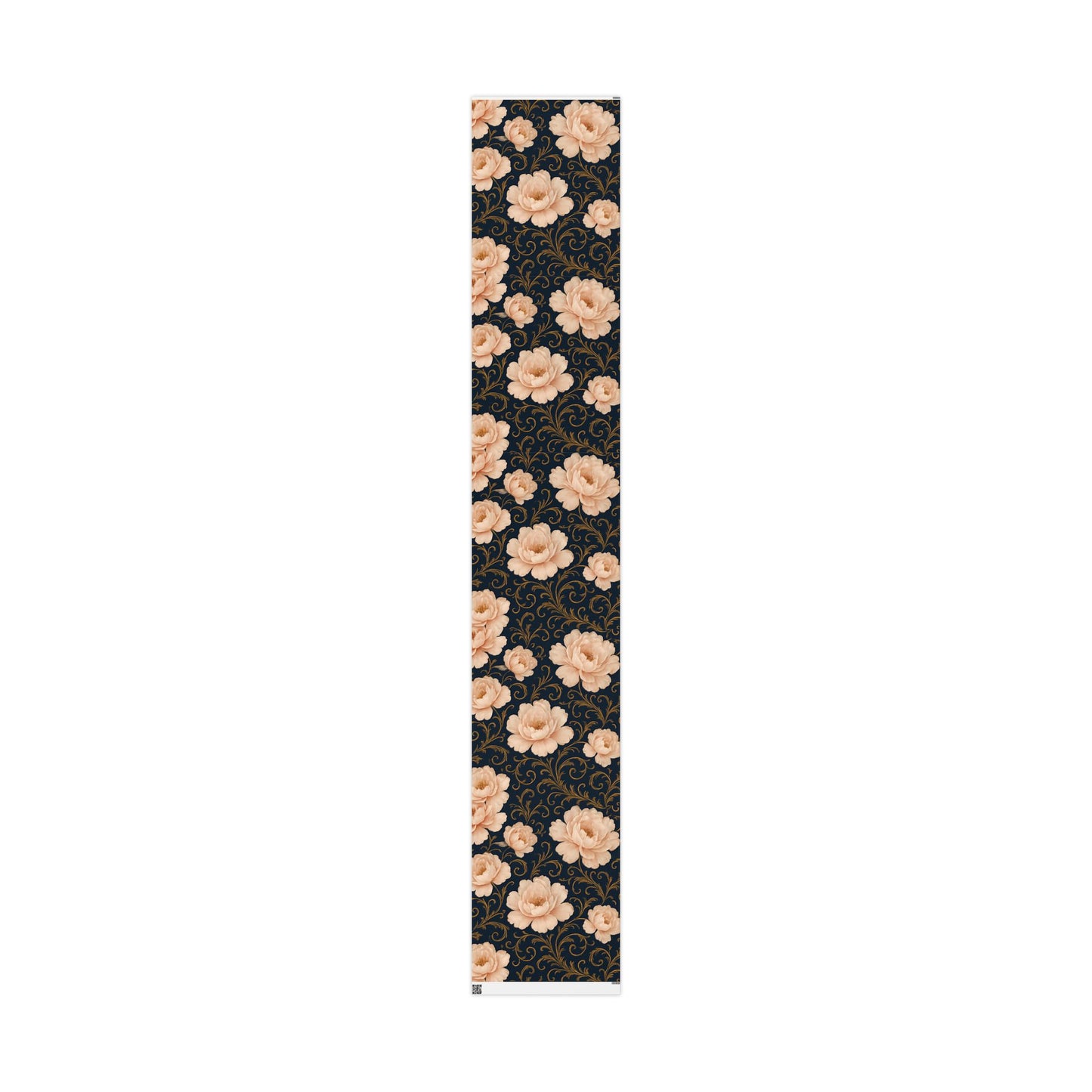 Blush Peony & Gold Scroll Wrapping Paper – Elegant Floral Gift Wrap in Glossy or Matte Finish