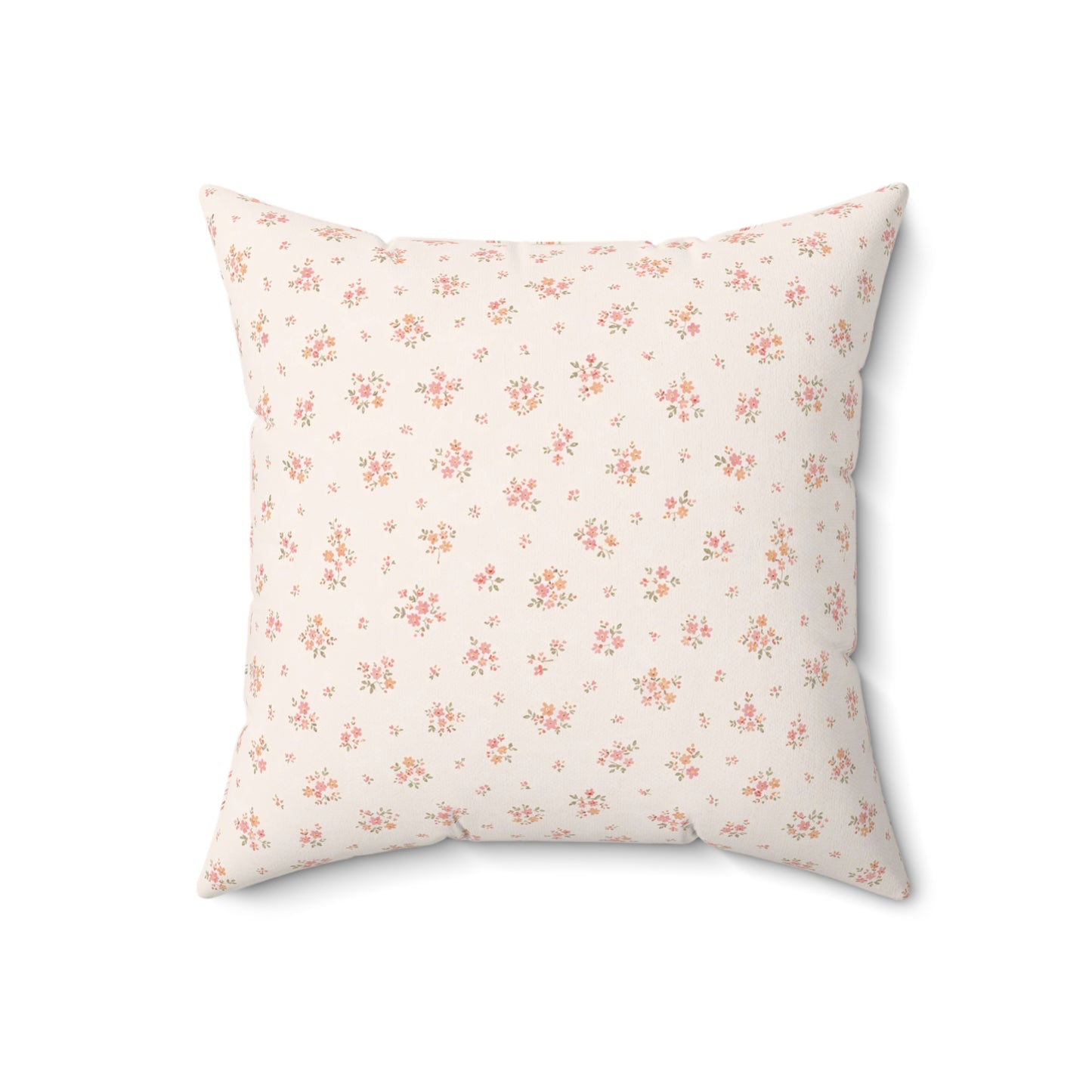 Floral Ditsy Square Pillow — Soft Pink Petite Flower Decorative Cushion