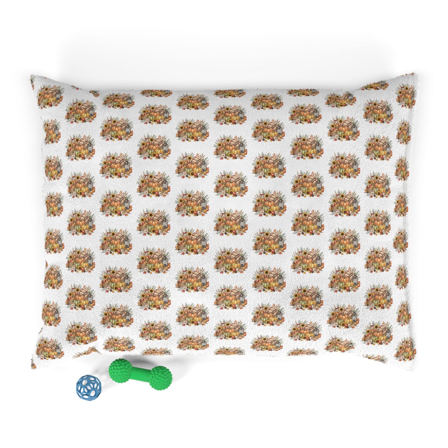 Autumn Harvest Pet Bed — Fall Pumpkin & Sunflower Dog Cushion