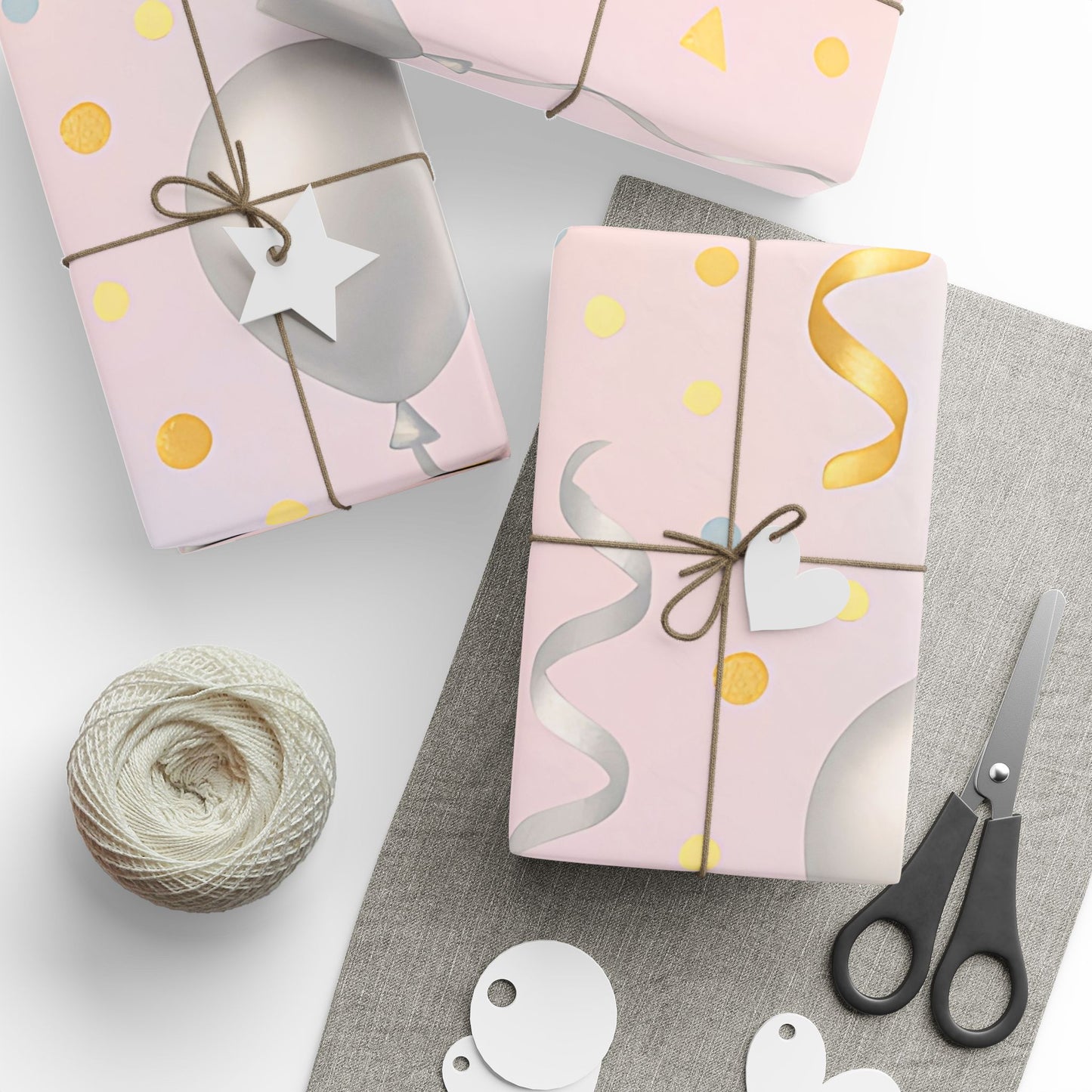 Celebration Balloon Wrapping Paper – Party Gift Wrap with Streamers & Confetti in Glossy or Matte
