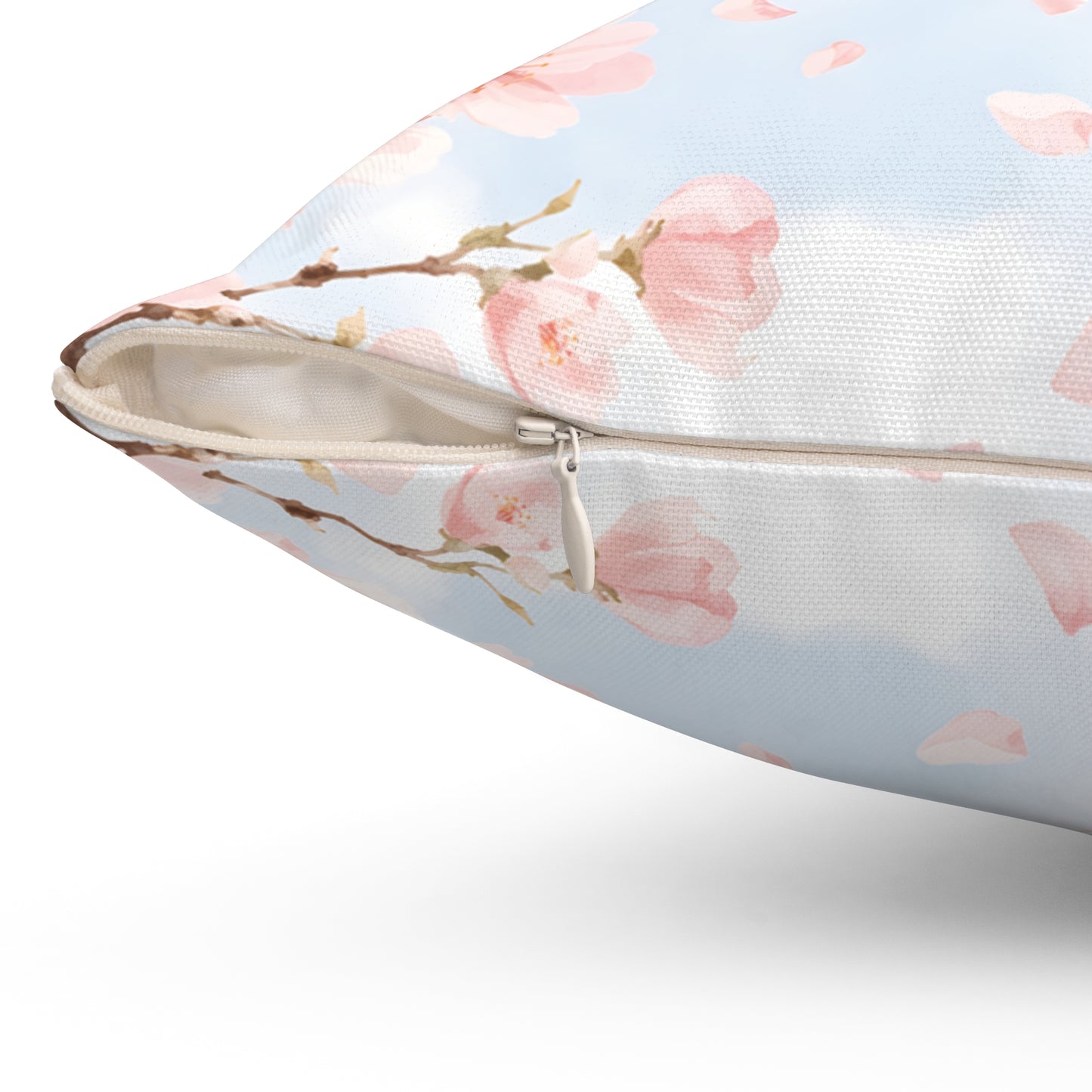 Cherry Blossom Square Pillow – Pastel Floral Decorative Throw Pillow