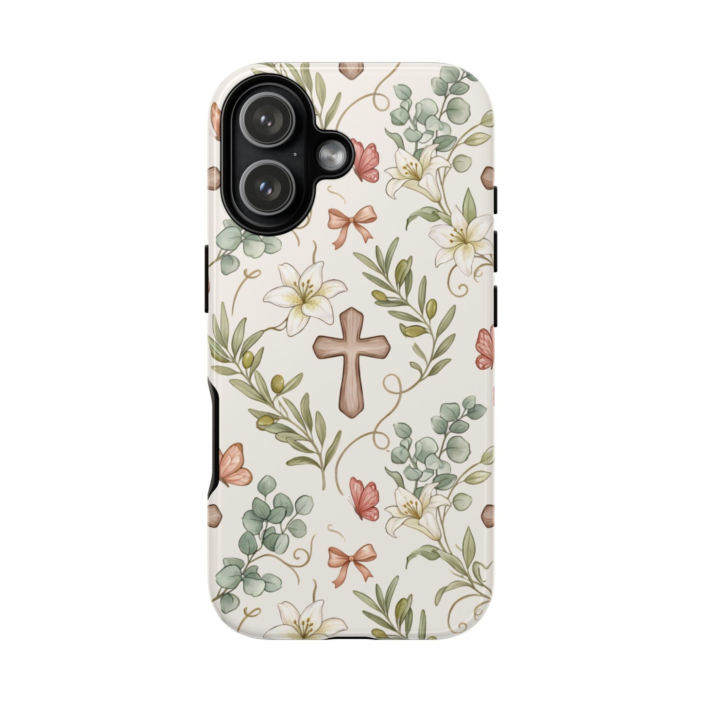 Floral Cross Tough Phone Case – Faith-Inspired Protective iPhone Cover