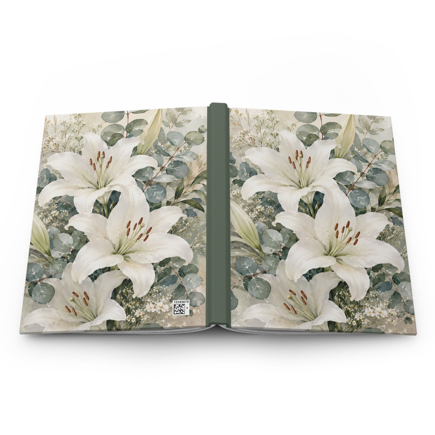 Floral Lily Hardcover Journal — Elegant White Lily Notebook for Notes & Gifts