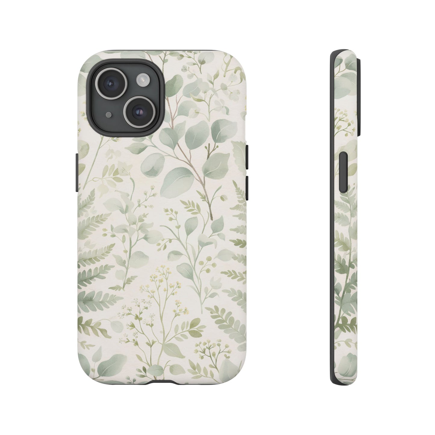 Floral Fern Tough Phone Case — Soft Green Botanical iPhone Cover
