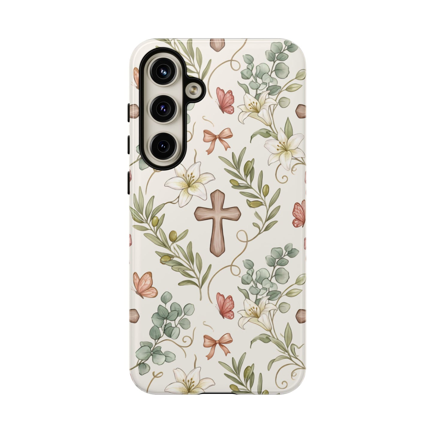 Floral Cross Tough Phone Case – Faith-Inspired Protective iPhone Cover