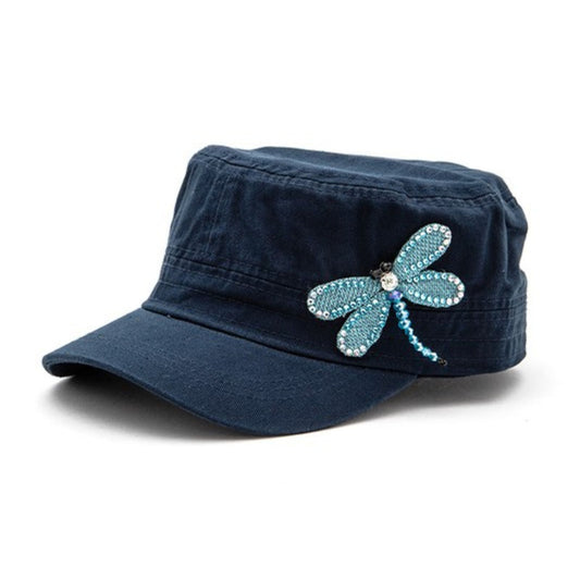 3D Dragonfly Beaded Statement Cadet Hat