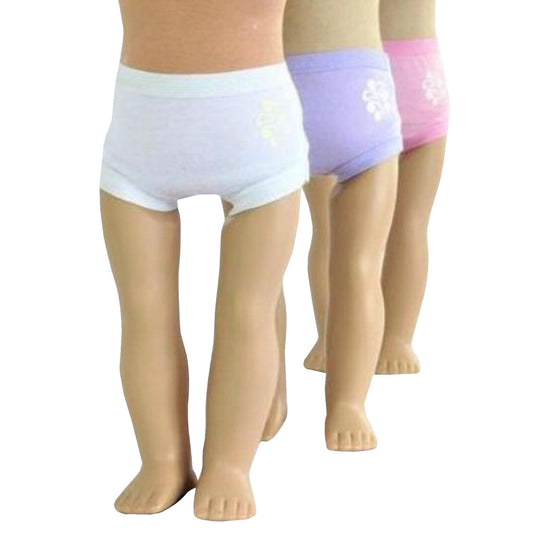 3 Pack Assorted Panties for 18-inch dolls with dolls