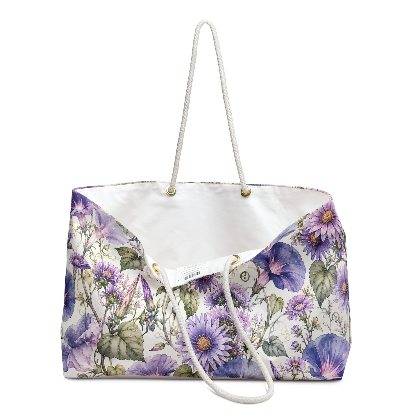 Purple Floral Weekender Bag – Botanical Travel Tote for Weekend Getaways