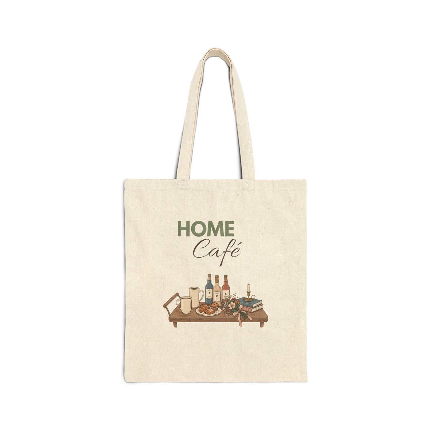 Home Café Canvas Tote Bag — Cozy Coffee Bar Grocery & Book Market Tote