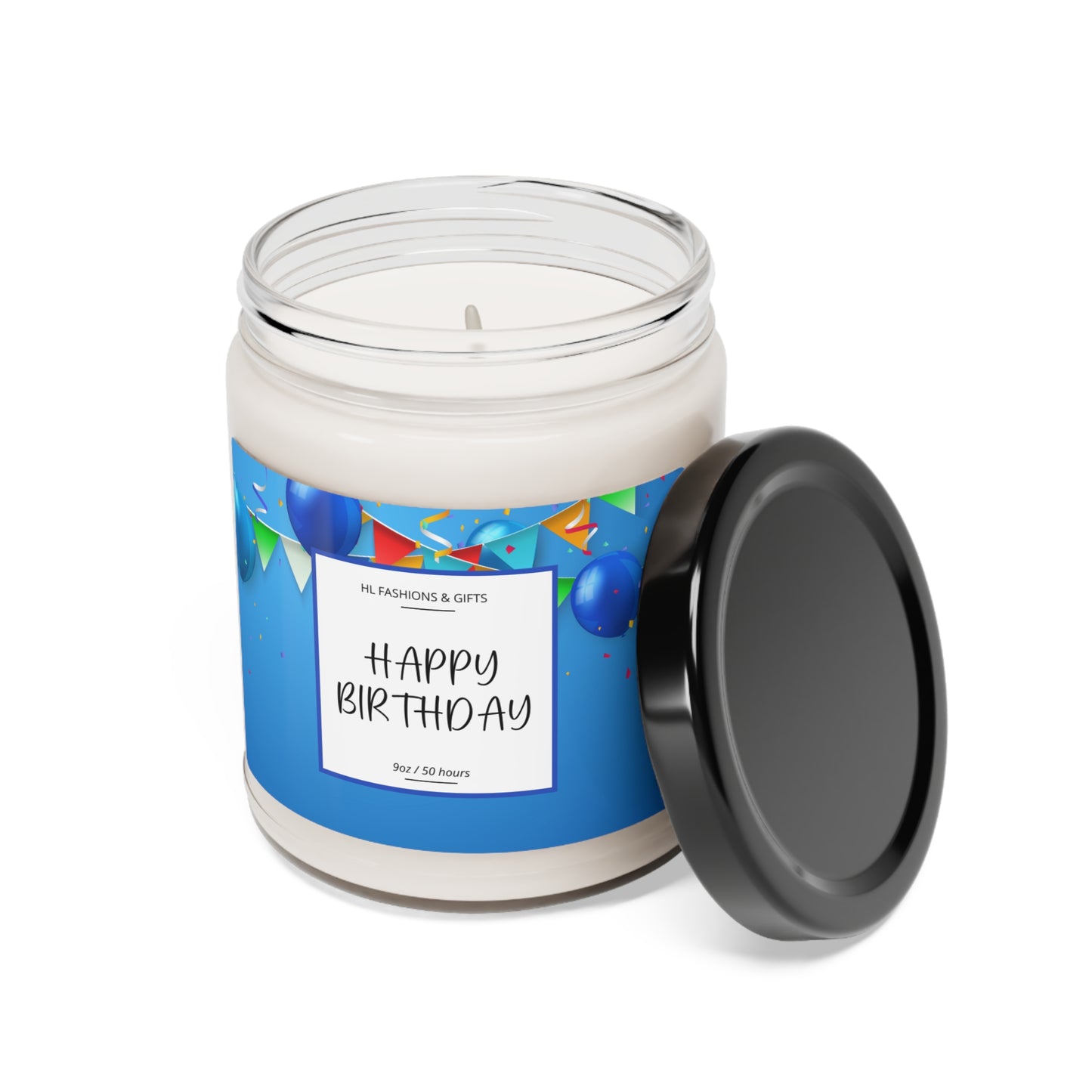 Happy Birthday Soy Candle - Blue Balloons