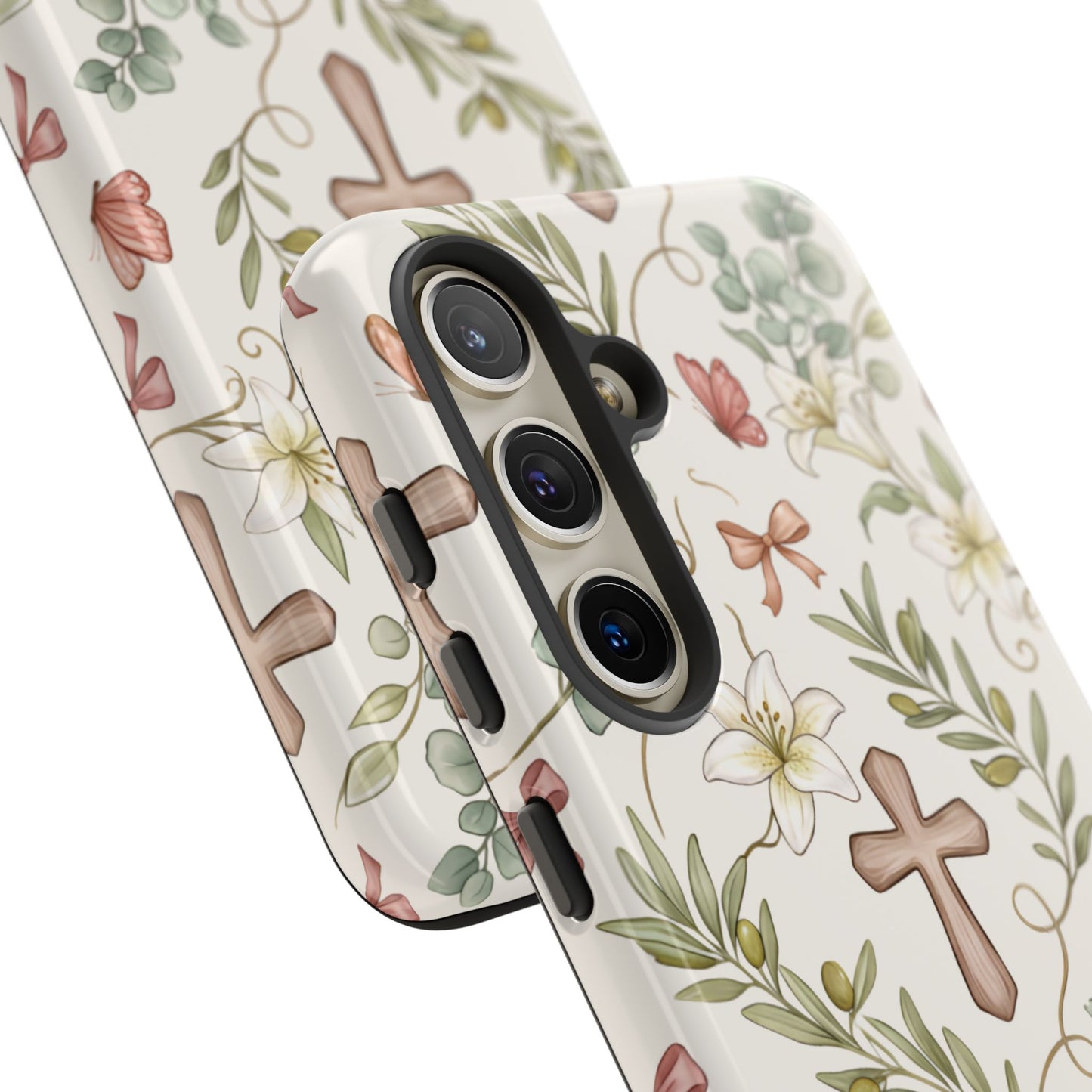 Floral Cross Tough Phone Case – Faith-Inspired Protective iPhone Cover