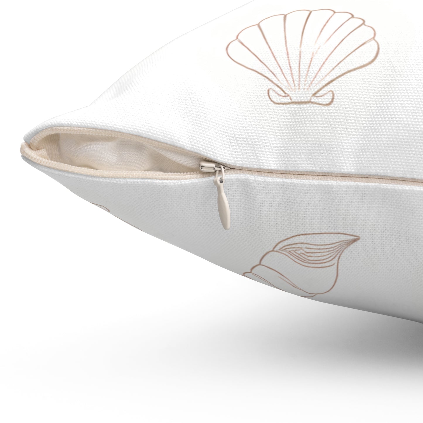 Coastal Seashell Pattern Square Throw Pillow — Soft Pastel Beach Decor