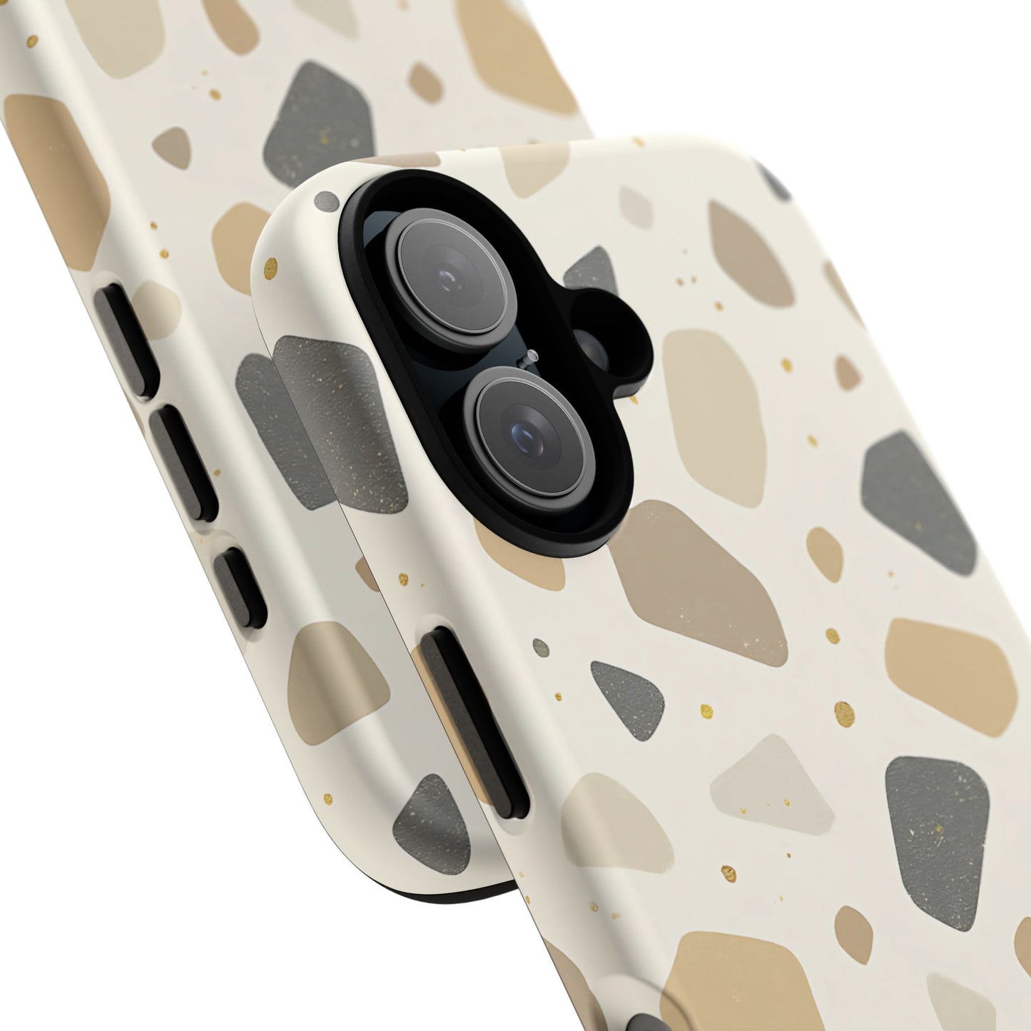 Neutral Terrazzo Pattern iPhone Case – Earthy Stone-Inspired Protective Cover