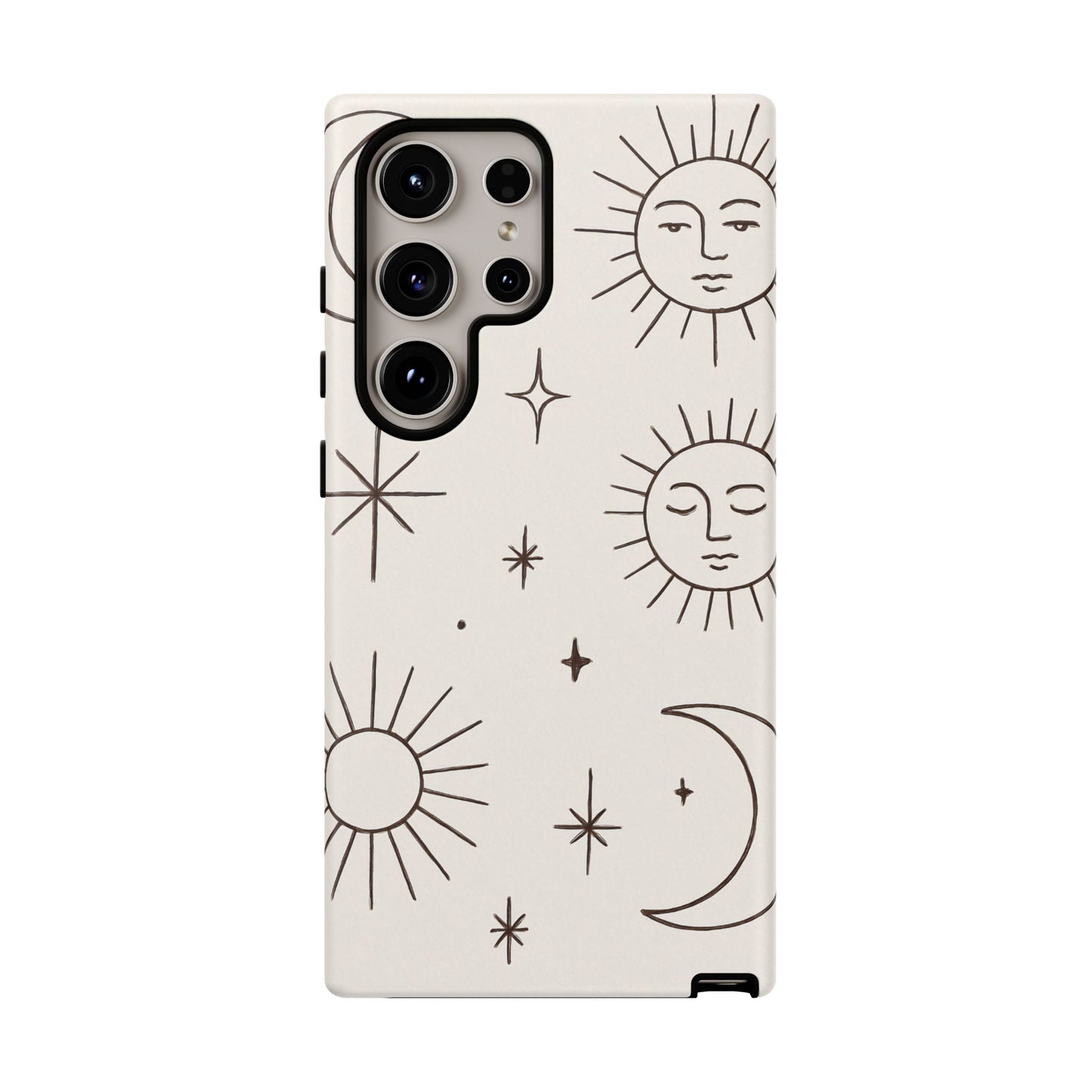 Celestial Moon & Sun Line Art iPhone Case – Minimalist Boho Cosmic Design