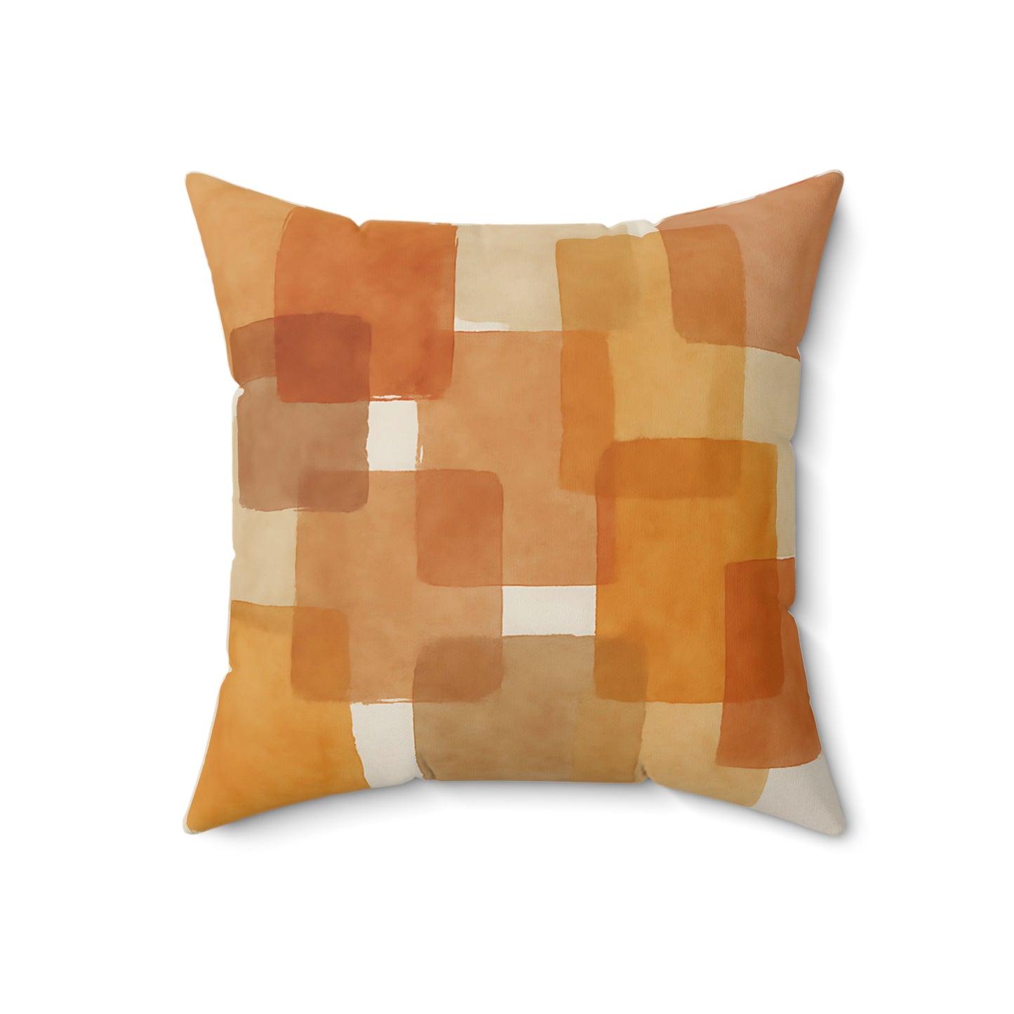 Terracotta Abstract Squares Throw Pillow – Earthy Modern Accent Cushion