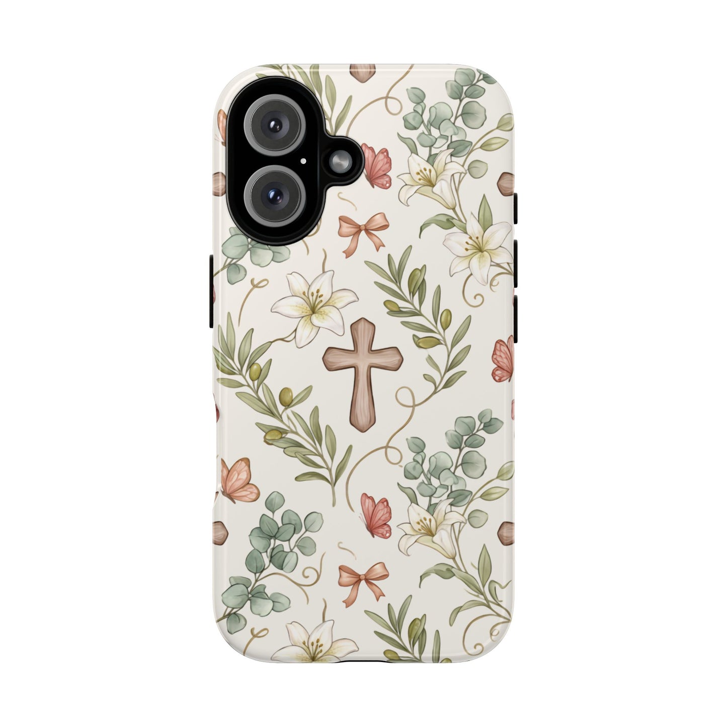 Floral Cross Tough Phone Case – Faith-Inspired Protective iPhone Cover