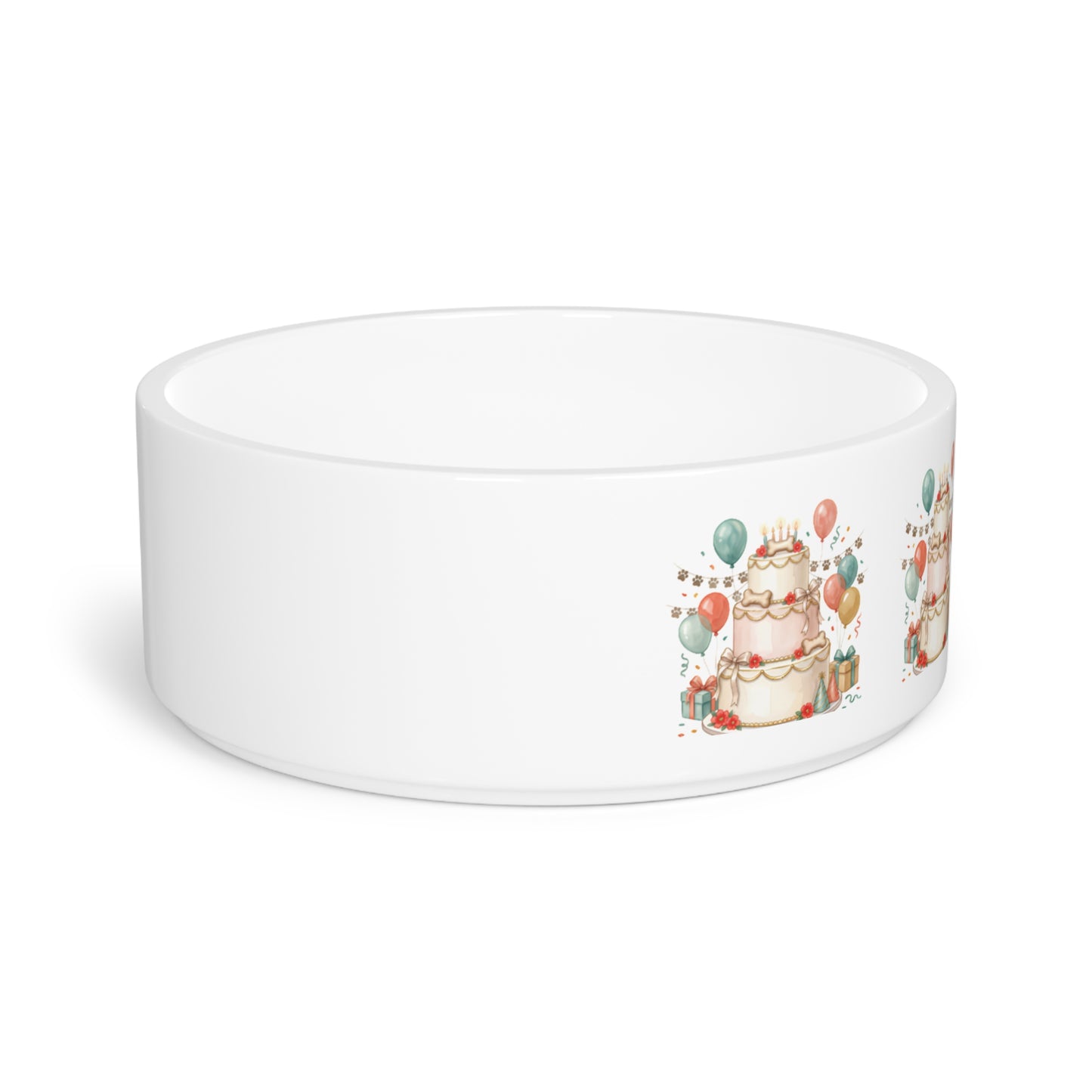 Pet Bowl — Birthday Cake Party Design Ceramic Dog & Cat Food Bowl