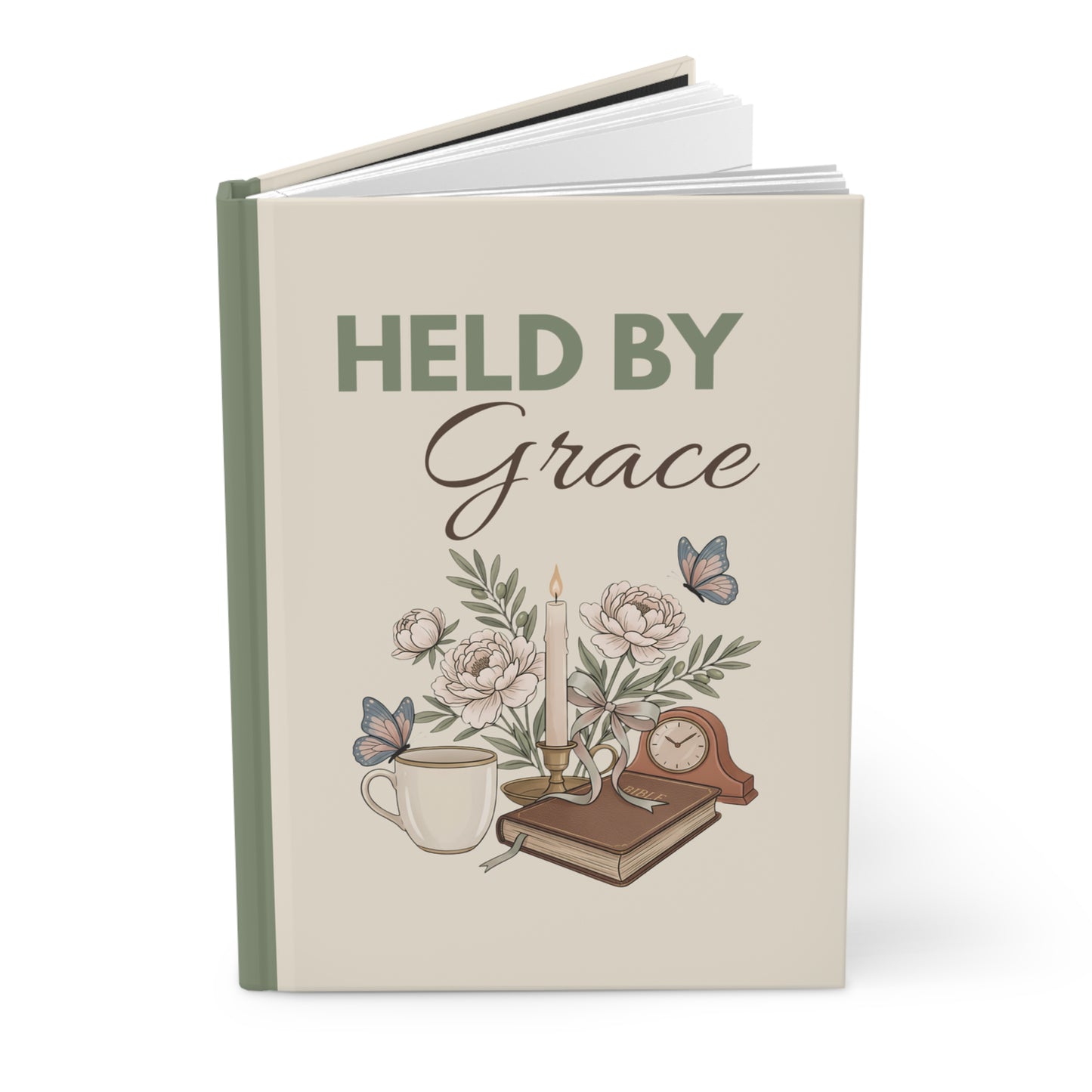 Held by Grace Hardcover Journal — Floral Inspirational Notebook for Prayer, Reflection & Gratitude