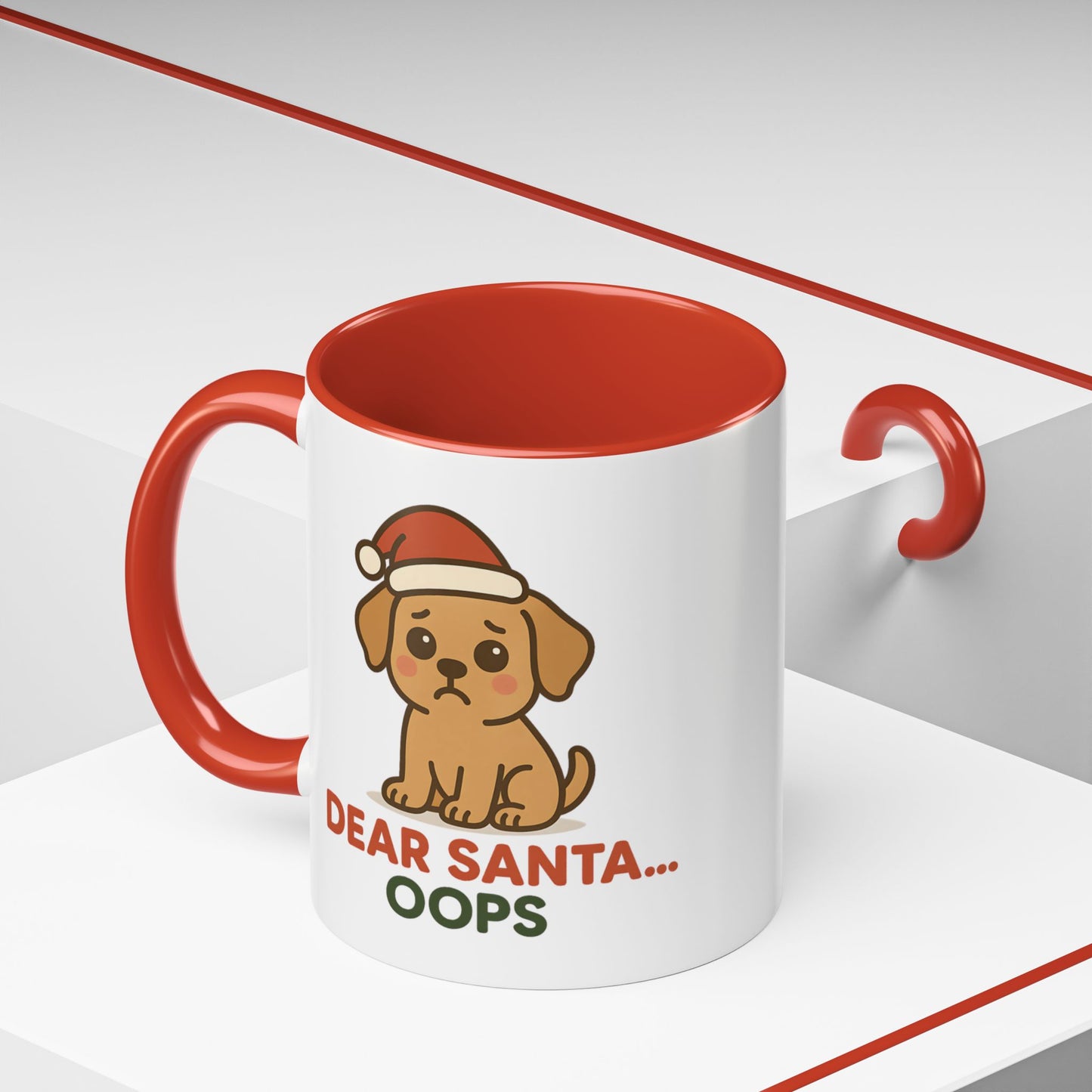 Cute Puppy “Dear Santa… Oops” Christmas Mug – Festive Holiday Dog Design, 11oz & 15oz Ceramic Coffee Cup