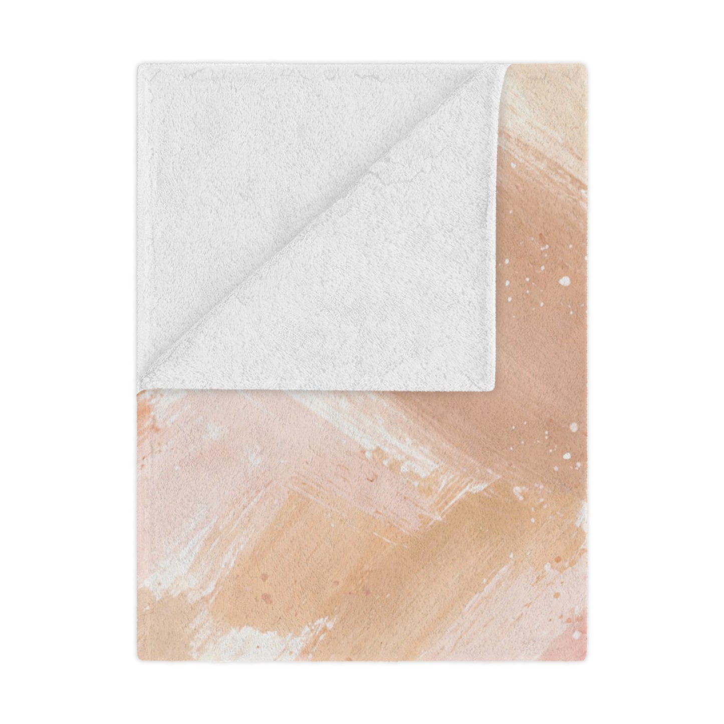Abstract Blush Minky Blanket — Soft Pink & Beige Brushstroke Throw