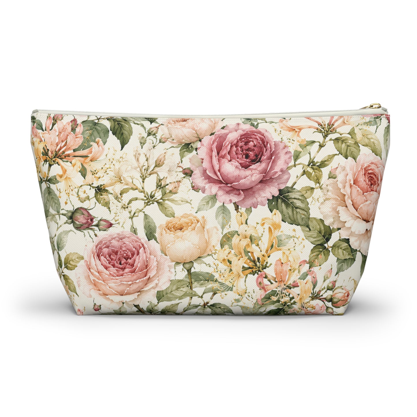 Floral Rose Accessory Pouch — Vintage Garden Makeup Bag