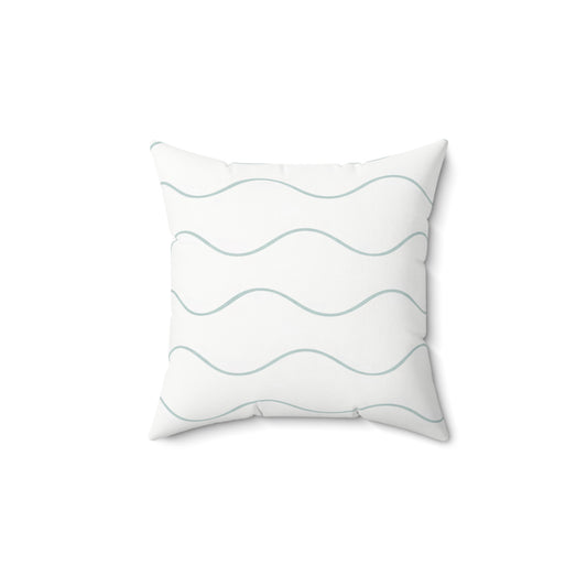 Minimal Wavy Stripe Spun Polyester Throw Pillow — Coastal Modern Decorative Cushion